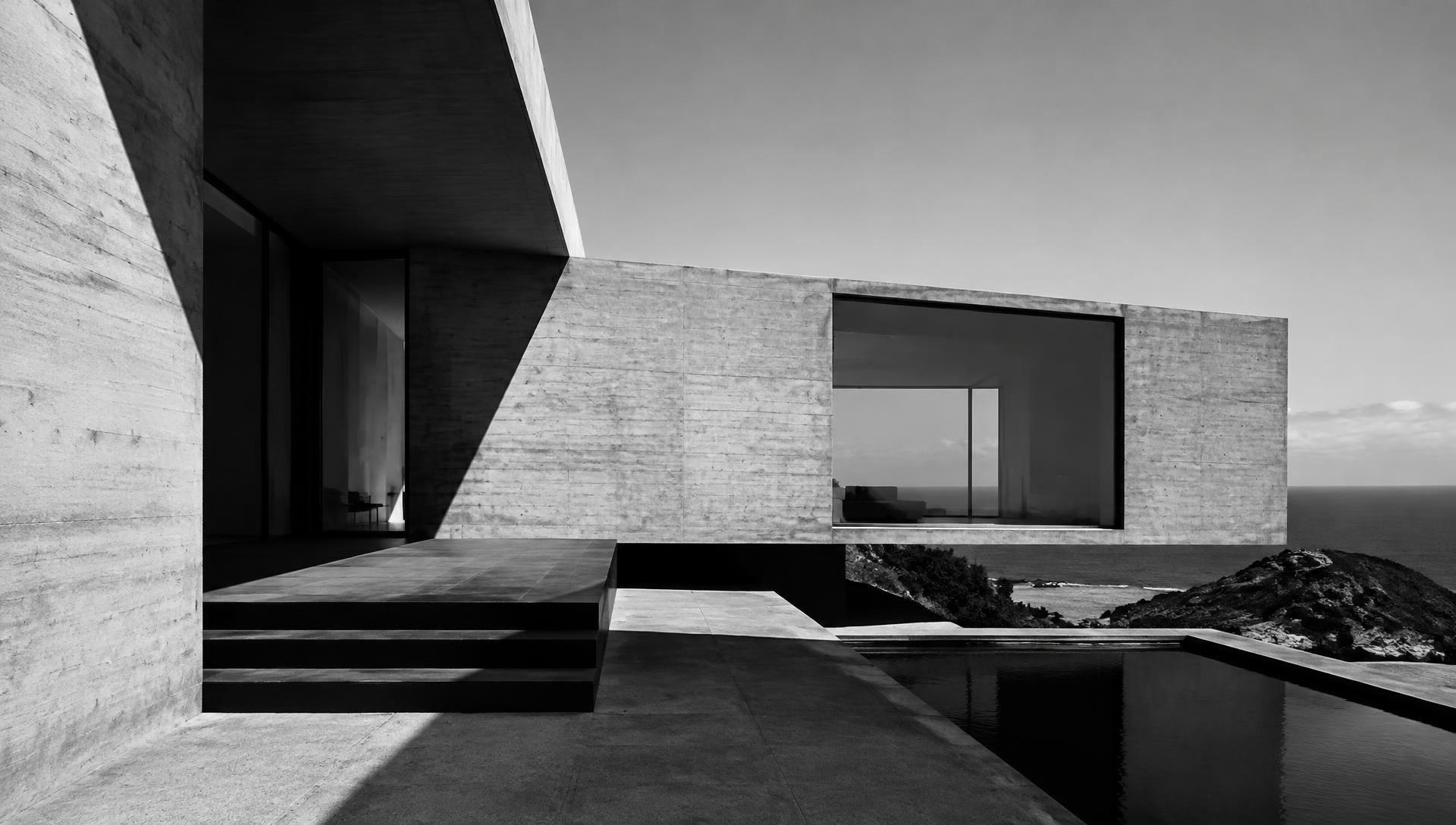 Black and white modern concrete architecture